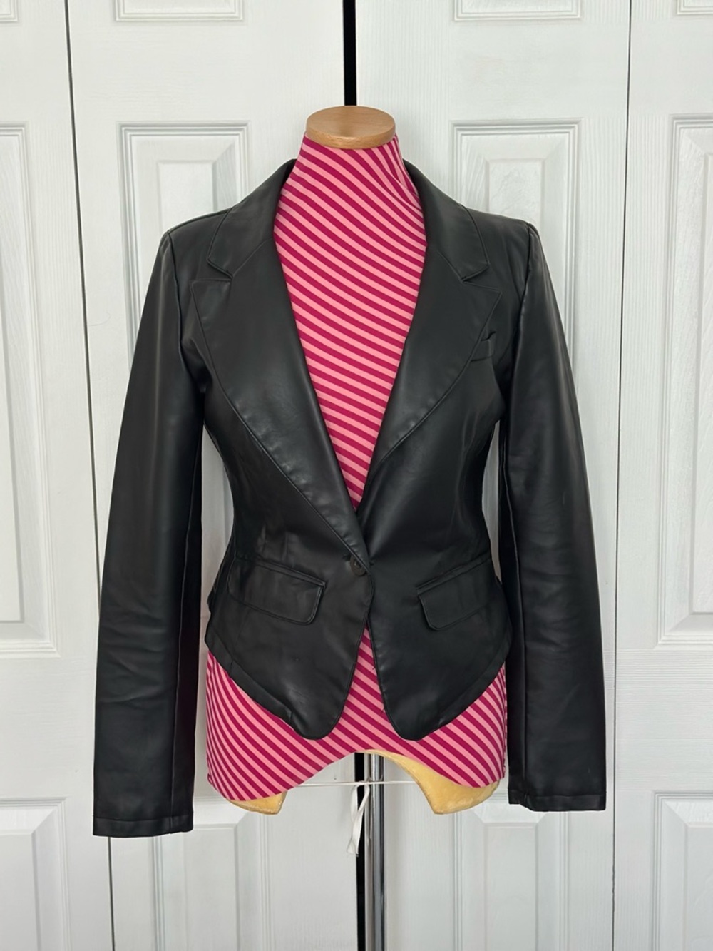 New Look Black Faux Leather Tailored Blazer Jacket